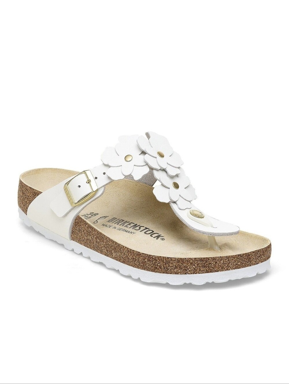Birkenstock Womens Gizeh Flower Embellishment Sandals White Size 7